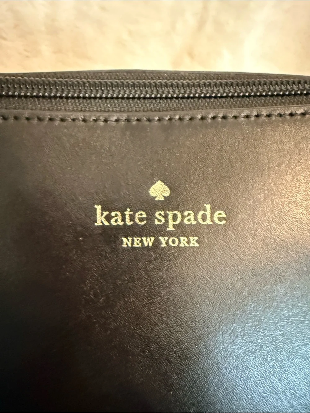 kate spade Black Leather Tote with White Bow Charm